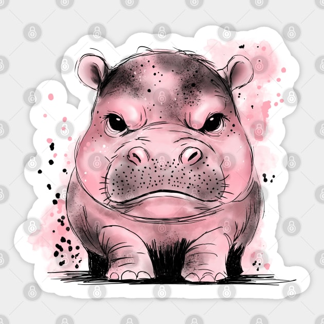 Grumpy Baby Hippo Sticker by H. R. Sinclair